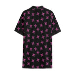 Pink Emo Skull Pattern Print Cotton Hawaiian Shirt