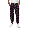 Pink Emo Skull Pattern Print Cotton Sweatpants