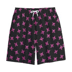 Pink Emo Skull Pattern Print Cotton Shorts