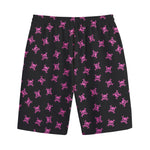 Pink Emo Skull Pattern Print Cotton Shorts