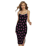 Pink Emo Skull Pattern Print Cross Back Cami Dress