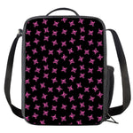 Pink Emo Skull Pattern Print Crossbody Lunch Bag