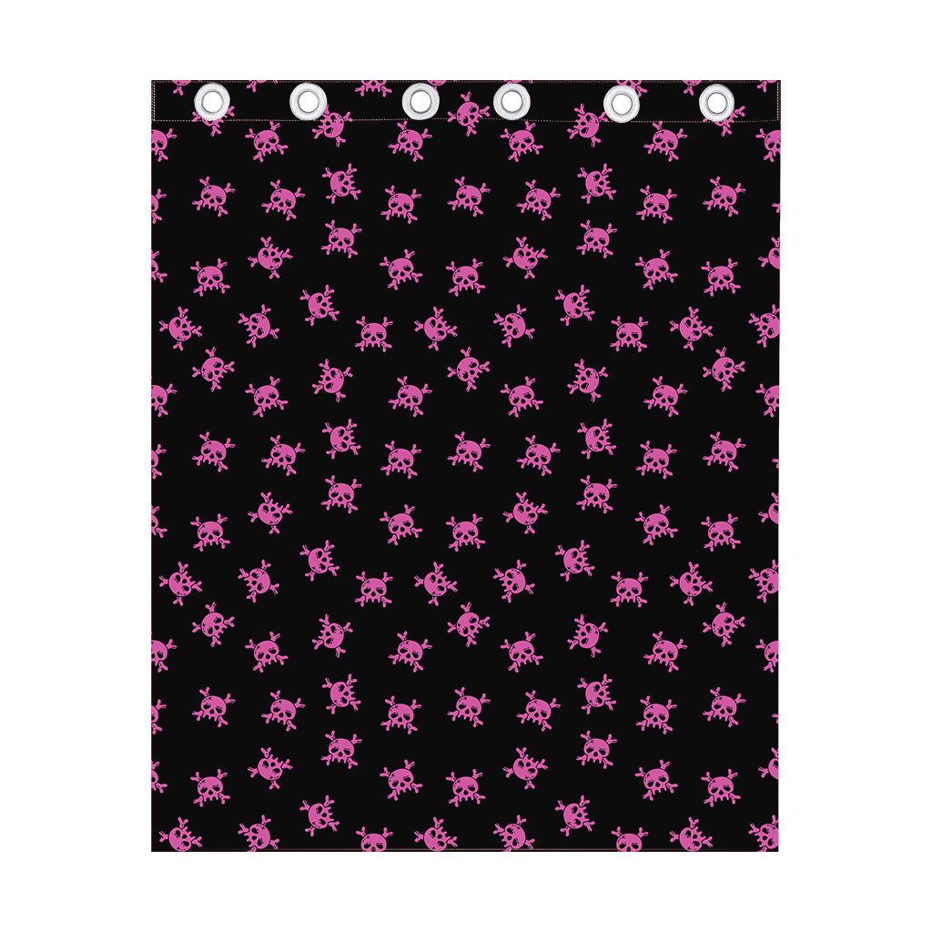 Pink Emo Skull Pattern Print Curtain
