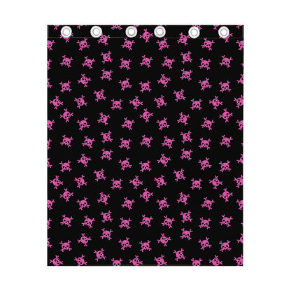 Pink Emo Skull Pattern Print Curtain