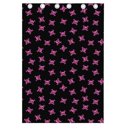 Pink Emo Skull Pattern Print Curtain