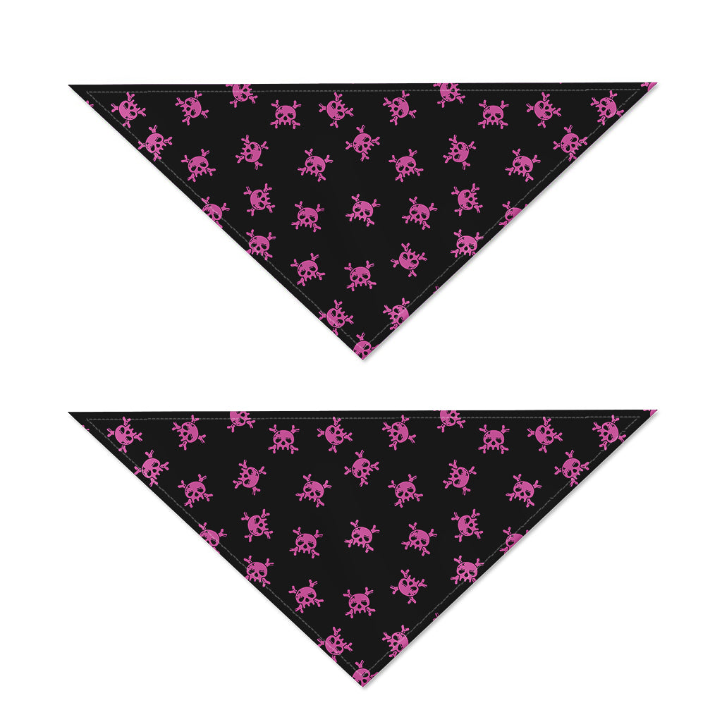 Pink Emo Skull Pattern Print Dog Bandana