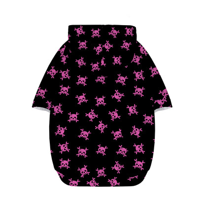 Pink Emo Skull Pattern Print Dog Zip Up Hoodie
