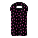 Pink Emo Skull Pattern Print Double Neoprene Wine Tote