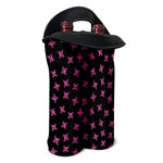 Pink Emo Skull Pattern Print Double Neoprene Wine Tote