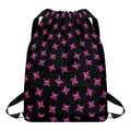 Pink Emo Skull Pattern Print Drawstring Backpack