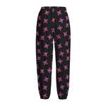 Pink Emo Skull Pattern Print Fleece Lined Knit Pants