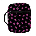 Pink Emo Skull Pattern Print Front Pocket Bible Bag