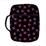 Pink Emo Skull Pattern Print Front Pocket Bible Bag