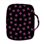Pink Emo Skull Pattern Print Front Pocket Bible Bag