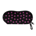 Pink Emo Skull Pattern Print Glasses Case
