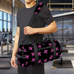 Pink Emo Skull Pattern Print Gym Bag