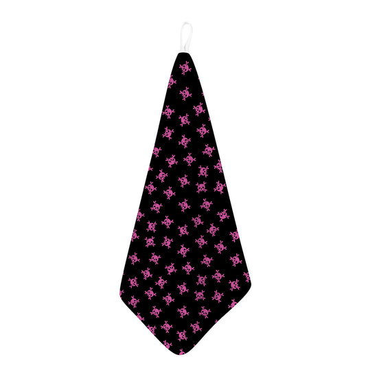Pink Emo Skull Pattern Print Hand Towel