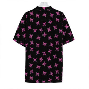 Pink Emo Skull Pattern Print Hawaiian Shirt