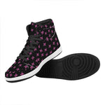 Pink Emo Skull Pattern Print High Top Leather Sneakers