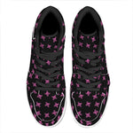 Pink Emo Skull Pattern Print High Top Leather Sneakers