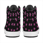 Pink Emo Skull Pattern Print High Top Leather Sneakers