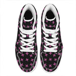 Pink Emo Skull Pattern Print High Top Leather Sneakers