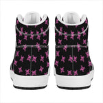 Pink Emo Skull Pattern Print High Top Leather Sneakers