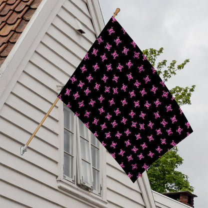 Pink Emo Skull Pattern Print House Flag