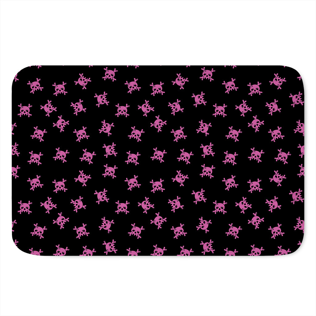 Pink Emo Skull Pattern Print Indoor Door Mat