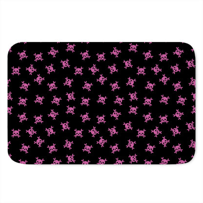 Pink Emo Skull Pattern Print Indoor Door Mat