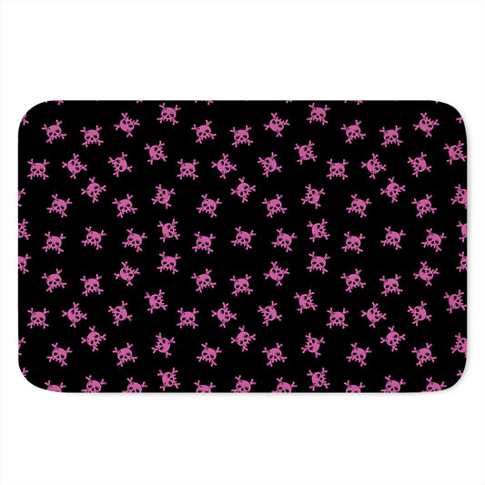 Pink Emo Skull Pattern Print Indoor Door Mat