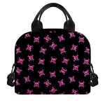 Pink Emo Skull Pattern Print Insulated Lunch Bag