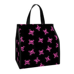 Pink Emo Skull Pattern Print Insulated Lunch Tote