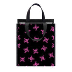 Pink Emo Skull Pattern Print Insulated Lunch Tote