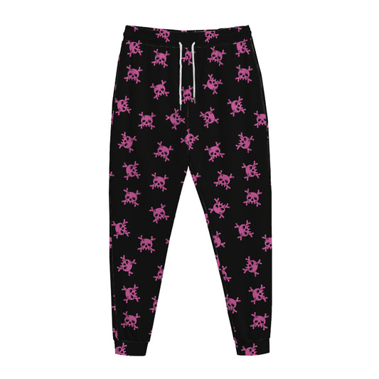 Pink Emo Skull Pattern Print Jogger Pants