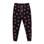 Pink Emo Skull Pattern Print Jogger Pants