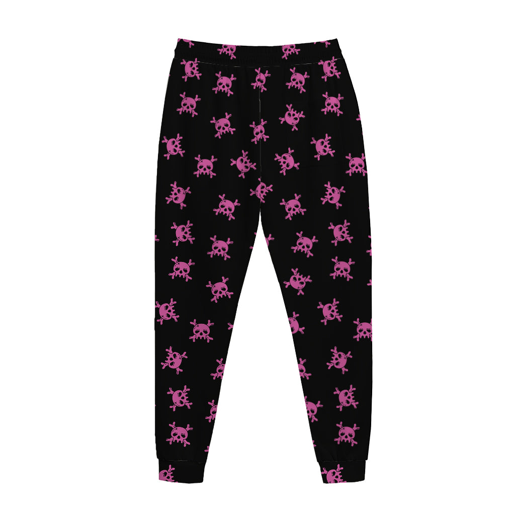 Pink Emo Skull Pattern Print Jogger Pants