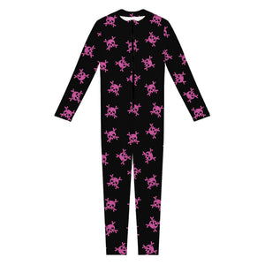 Pink Emo Skull Pattern Print Jumpsuit