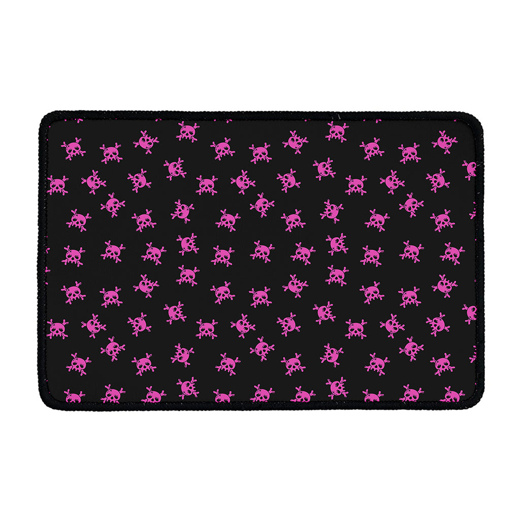 Pink Emo Skull Pattern Print Kitchen Mat