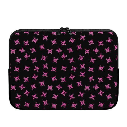 Pink Emo Skull Pattern Print Laptop Sleeve