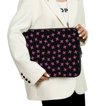 Pink Emo Skull Pattern Print Laptop Sleeve