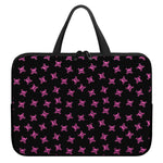 Pink Emo Skull Pattern Print Laptop Sleeve With Handle