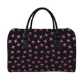 Pink Emo Skull Pattern Print Leather Duffel Bag