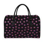 Pink Emo Skull Pattern Print Leather Duffle Bag