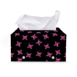 Pink Emo Skull Pattern Print Leather Tissue Box Cover