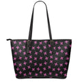 Pink Emo Skull Pattern Print Leather Tote Bag With Zipper