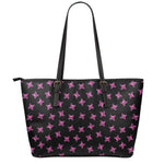 Pink Emo Skull Pattern Print Leather Tote Bag
