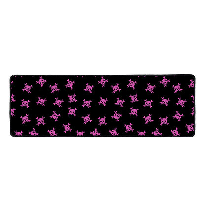 Pink Emo Skull Pattern Print Long Kitchen Mat