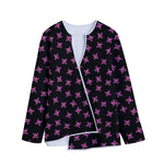 Pink Emo Skull Pattern Print Long Sleeve Short Coat