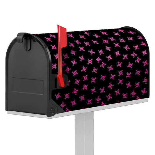 Pink Emo Skull Pattern Print Mailbox Cover